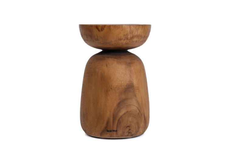 Tabouret Anthia - Bois Suar Naturel avec Design Ronde - JACI001N - Bazar Bizar