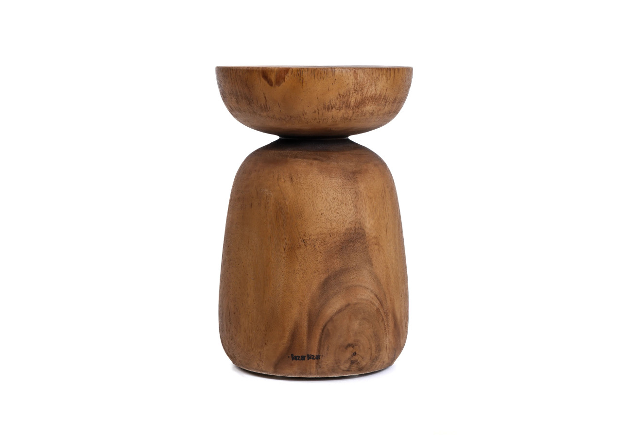 Tabouret Anthia - Bois Suar Naturel avec Design Ronde - JACI001N - Bazar Bizar