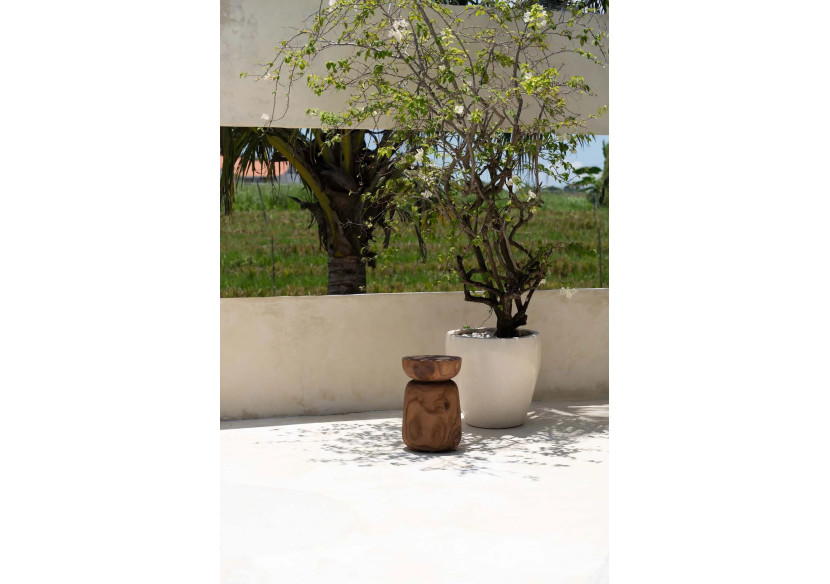 Tabouret Anthia - Bois Suar Naturel avec Design Ronde - JACI001N - Bazar Bizar