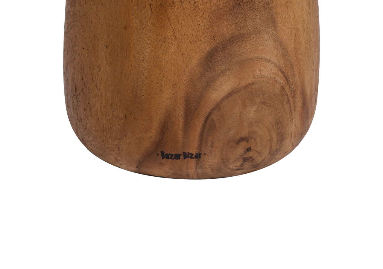 Tabouret Anthia - Bois Suar Naturel avec Design Ronde - JACI001N - Bazar Bizar