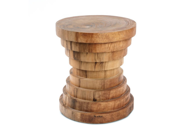 Tabouret Mazu - Bois Suar Naturel au Design Contemporain - JACI008N - Bazar Bizar