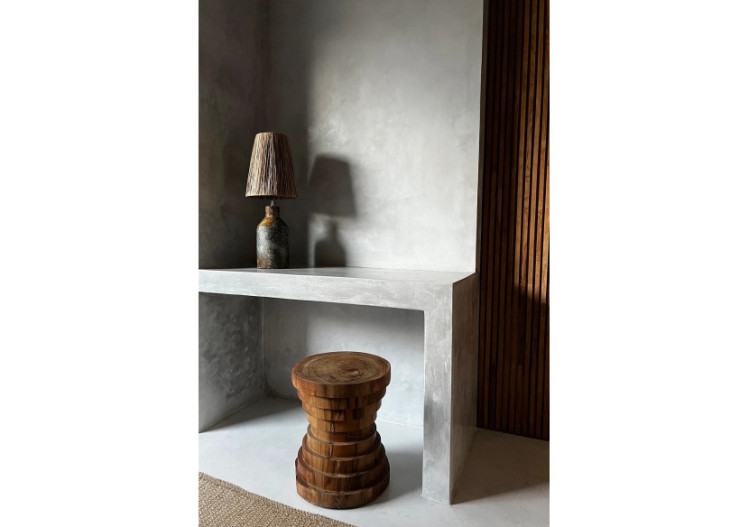 Tabouret Mazu - Bois Suar Naturel au Design Contemporain - JACI008N - Bazar Bizar 2