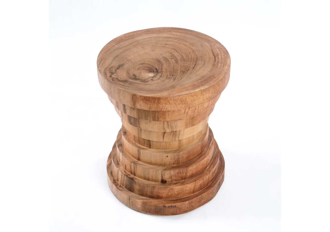 Tabouret Mazu - Bois Suar Naturel au Design Contemporain - JACI008N - Bazar Bizar