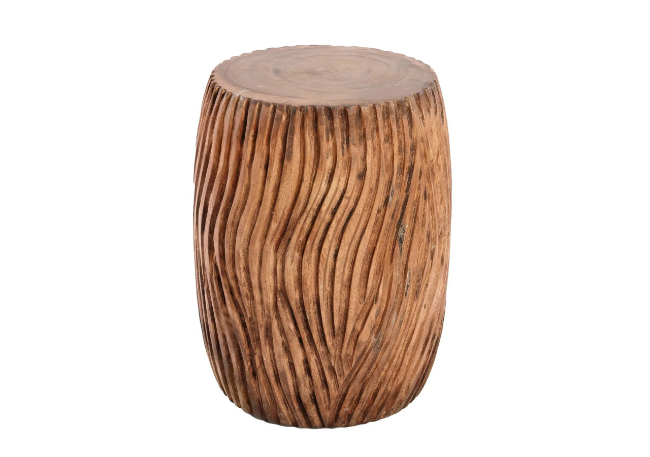Tabouret Celebes - Bois Suar Naturel avec Sculptures - JACI010N - Bazar Bizar