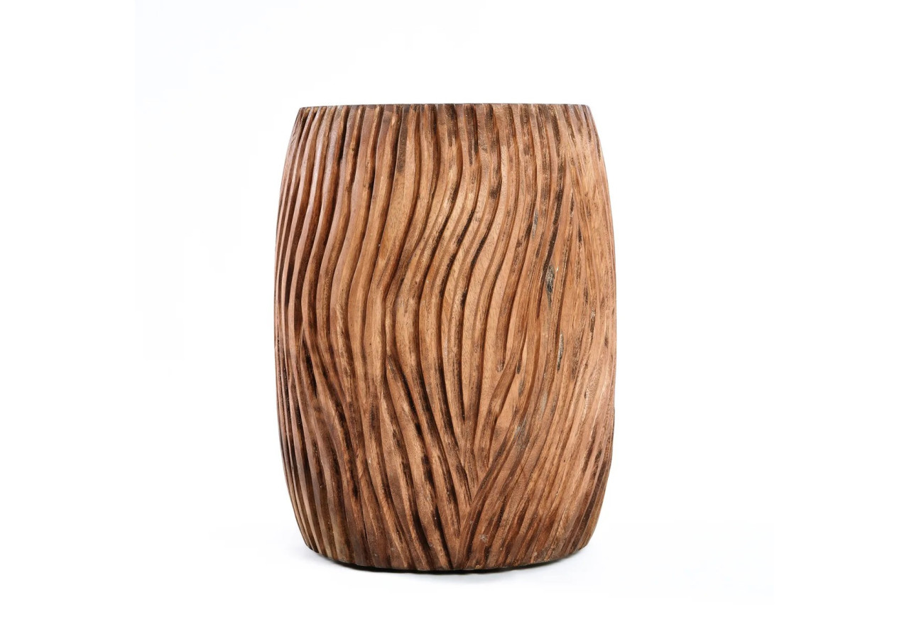Tabouret Celebes - Bois Suar Naturel avec Sculptures - JACI010N - Bazar Bizar