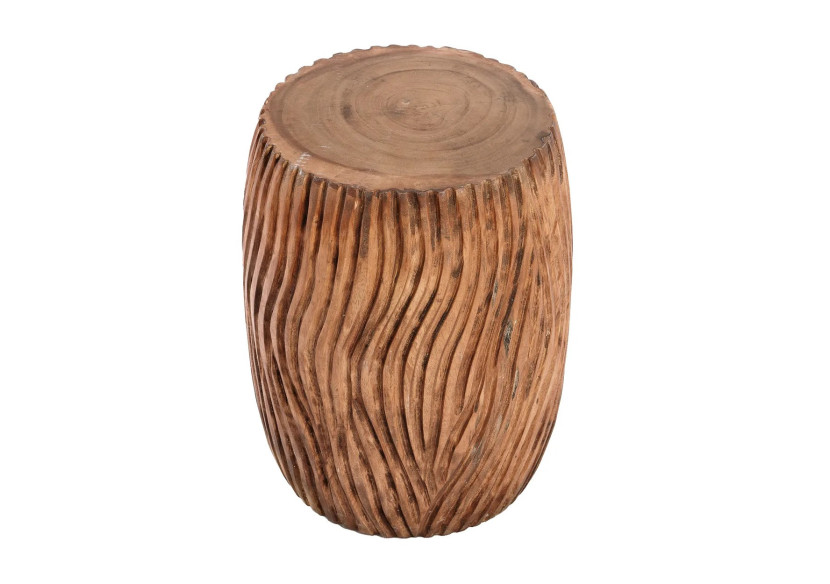 Tabouret Celebes - Bois Suar Naturel avec Sculptures - JACI010N - Bazar Bizar