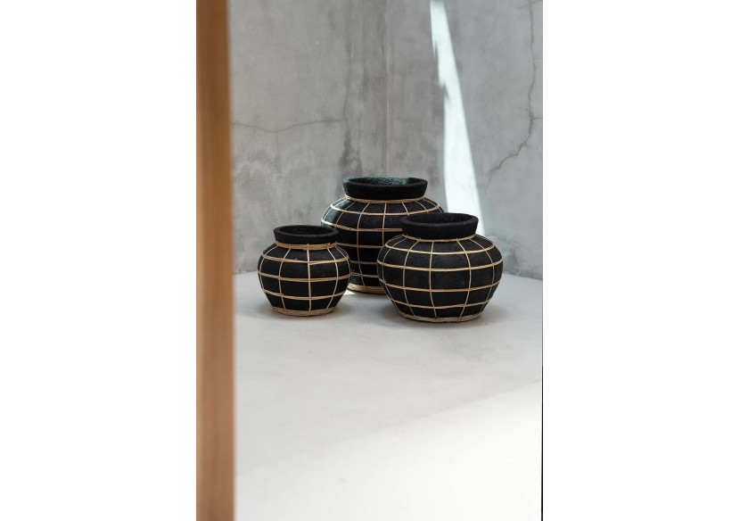 Vase Artistique The Belly - Terracotta Noir Naturel - M - JABR087BN-M - Bazar Bizar