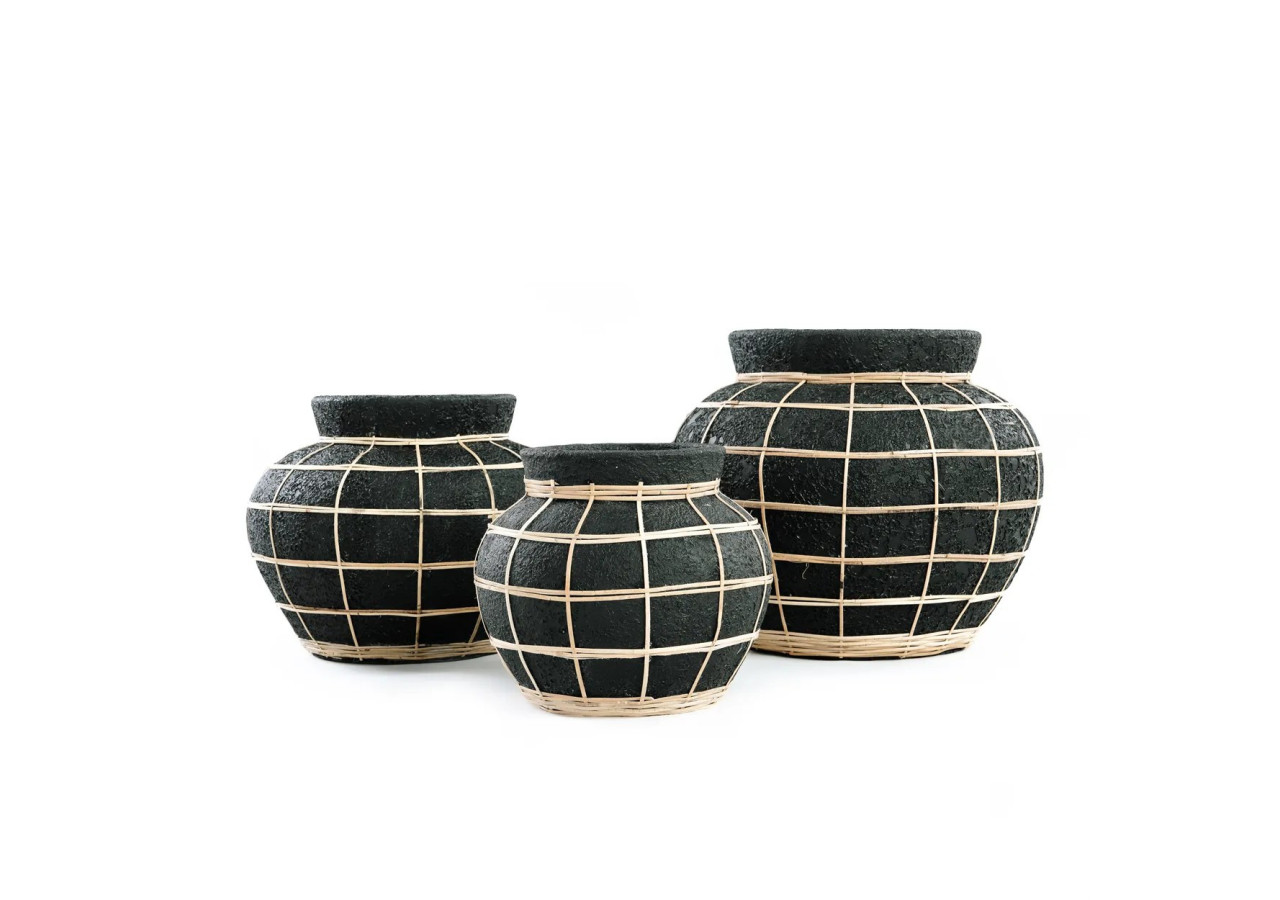 Vase Artistique The Belly - Terracotta Noir Naturel - M - JABR087BN-M - Bazar Bizar