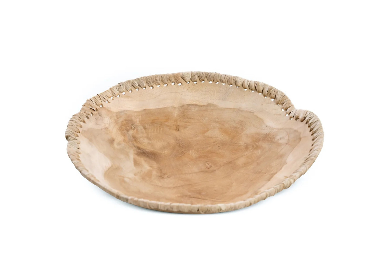 Bol Tag Me - Teck et cuir naturel - Taille L - JABR078N-L - Bazar Bizar