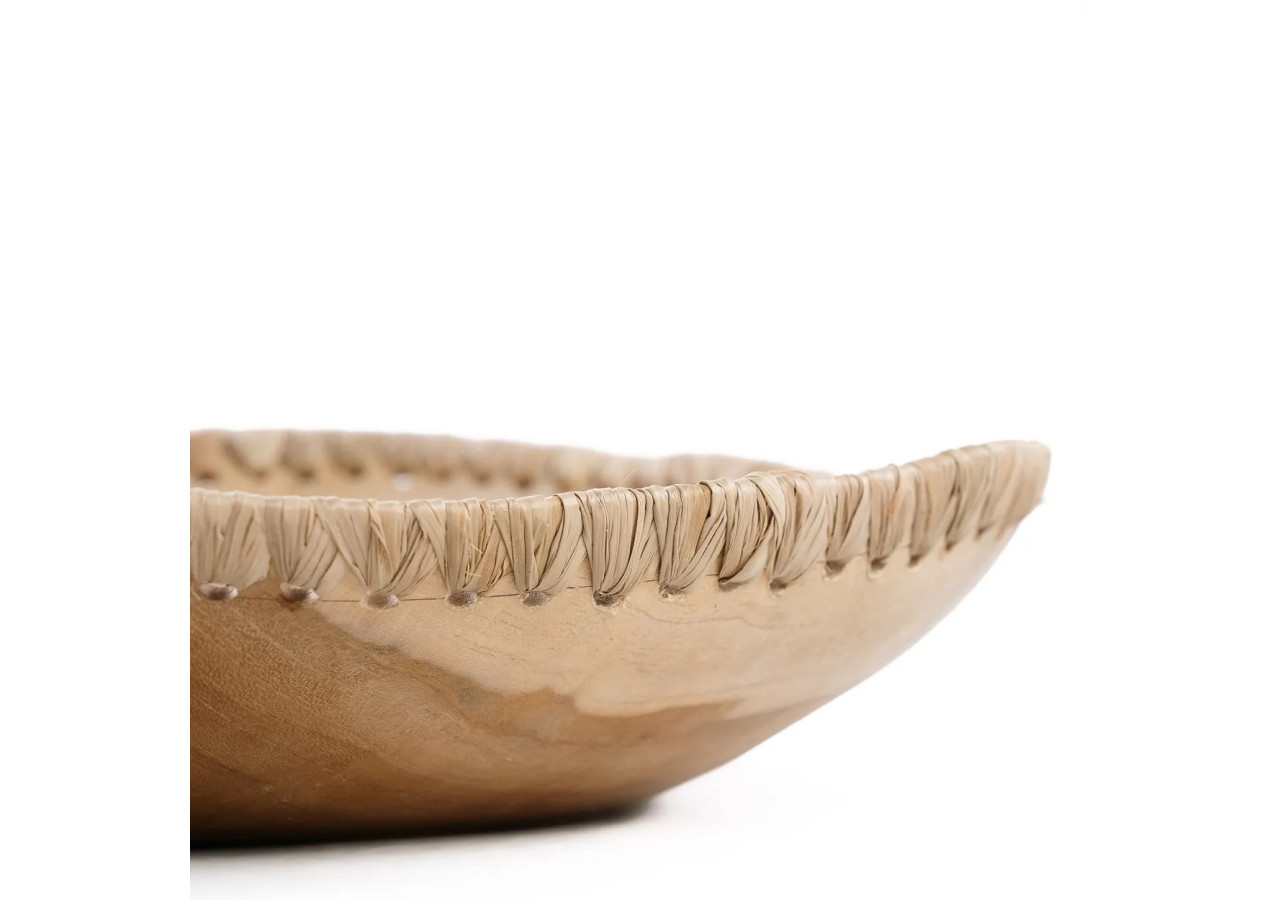 Bol Tag Me - Teck et cuir naturel - Taille L - JABR078N-L - Bazar Bizar