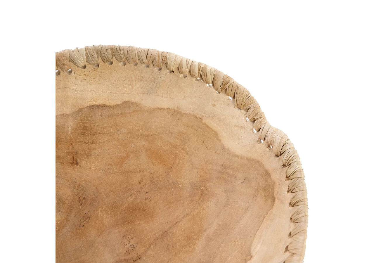 Bol Tag Me - Teck et cuir naturel - Taille L - JABR078N-L - Bazar Bizar