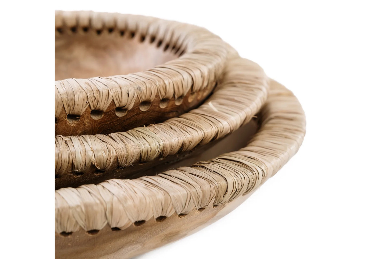 Bol Naturel Like Me - Taille L - Teck et Cuir - JABR077N-L - Bazar Bizar