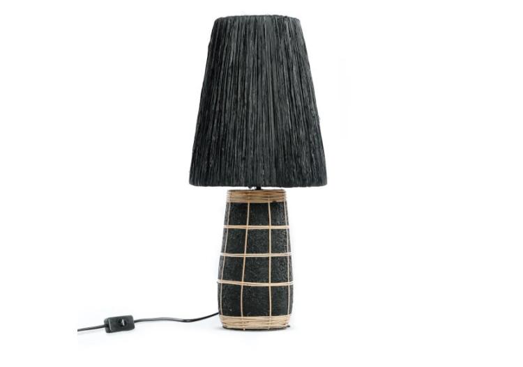 Lampe de Table Naxos - Terracotta noire et design en rotin - JABR080BN - Bazar Bizar