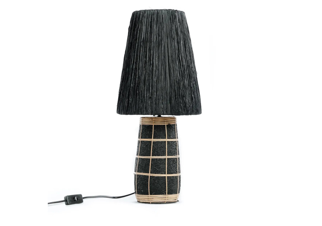 Lampe de Table Naxos - Terracotta noire et design en rotin - JABR080BN - Bazar Bizar