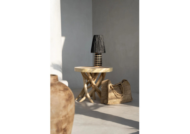 Lampe de Table Naxos - Terracotta noire et design en rotin - JABR080BN - Bazar Bizar 2