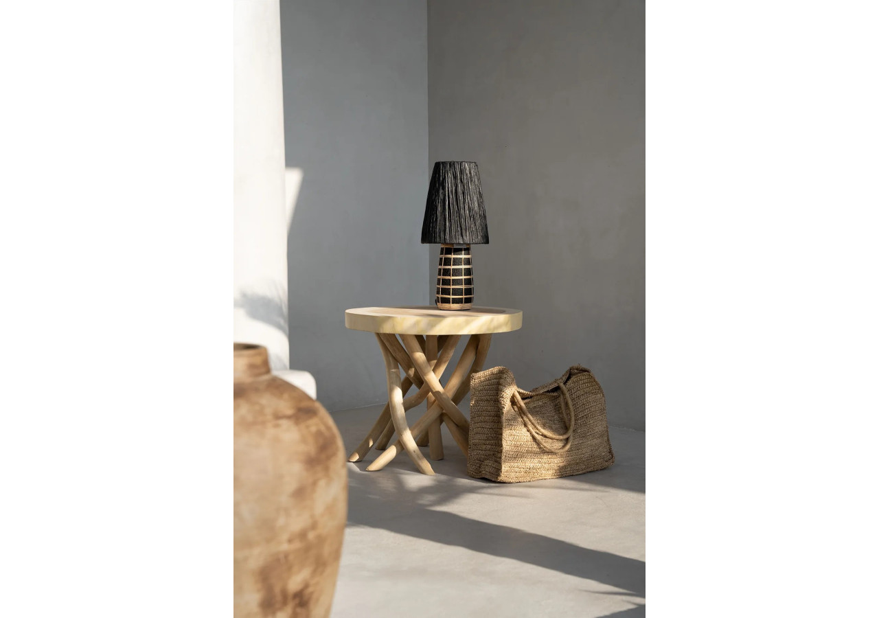 Lampe de Table Naxos - Terracotta noire et design en rotin - JABR080BN - Bazar Bizar