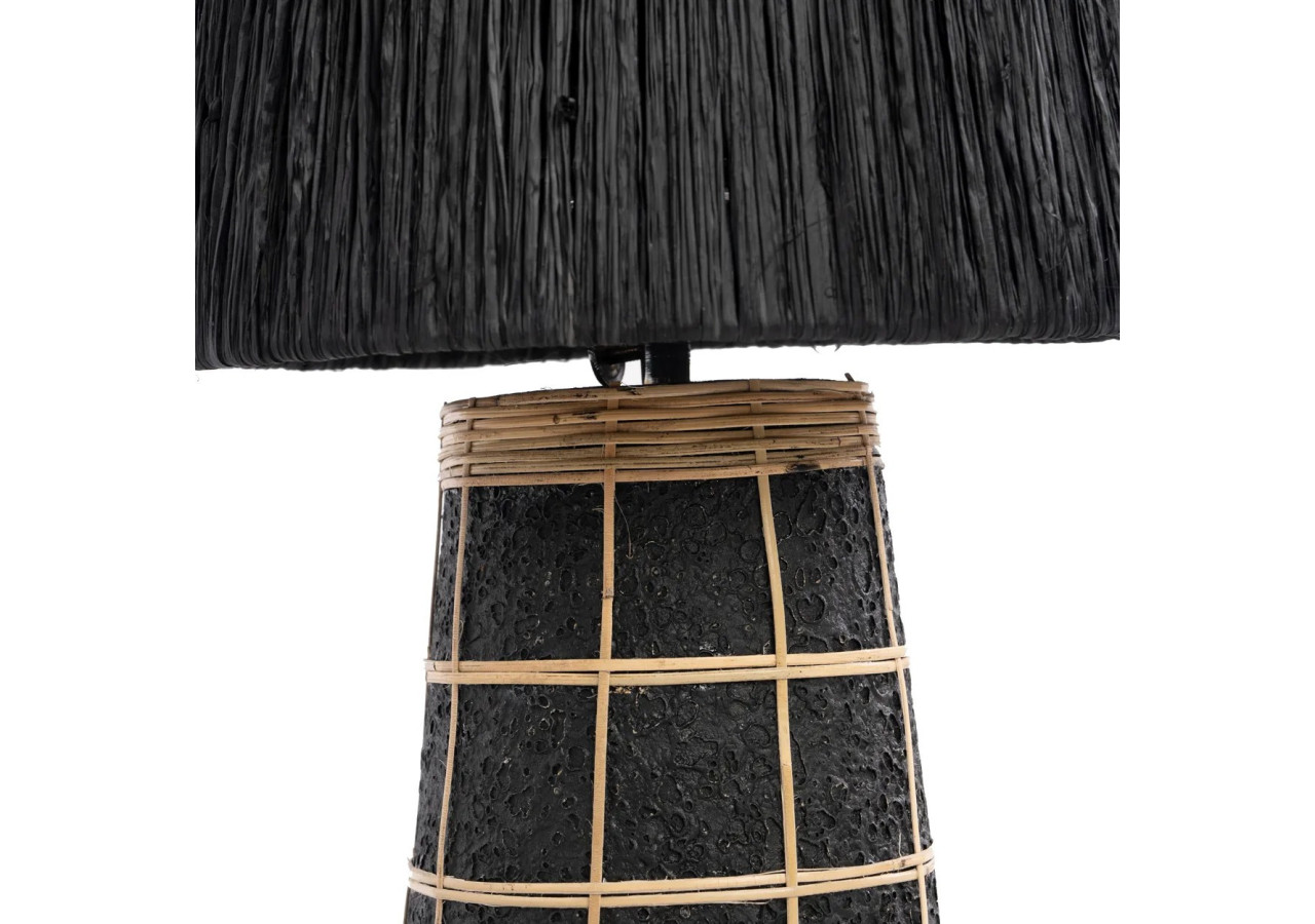 Lampe de Table Naxos - Terracotta noire et design en rotin - JABR080BN - Bazar Bizar