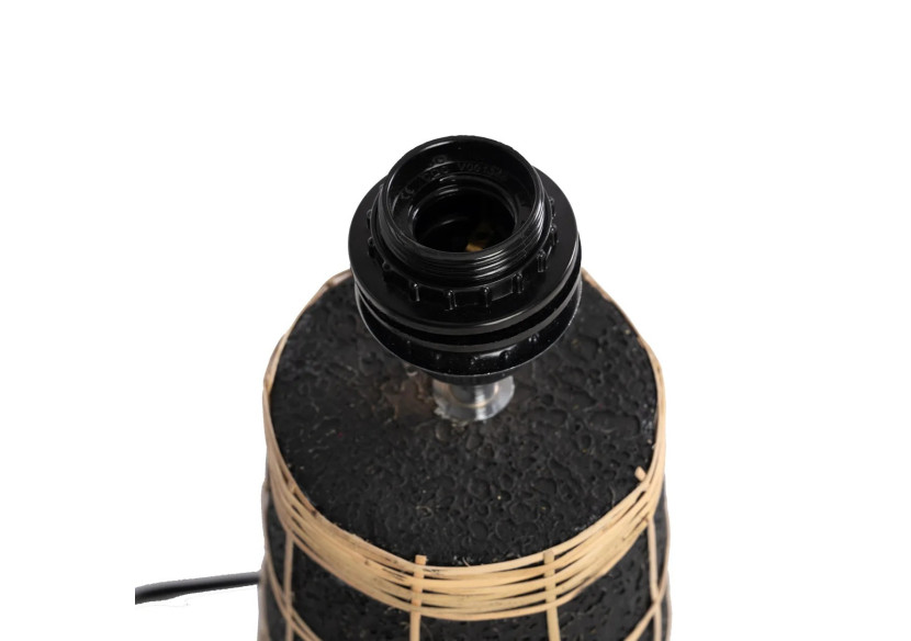 Lampe de Table Naxos - Terracotta noire et design en rotin - JABR080BN - Bazar Bizar Lampe de Table Naxos - Terracotta noire et design en rotin - JABR080BN - Bazar Bizar