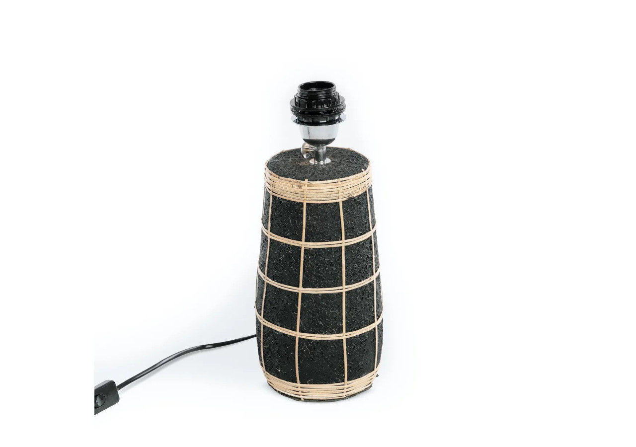 Lampe de Table Naxos - Terracotta noire et design en rotin - JABR080BN - Bazar Bizar