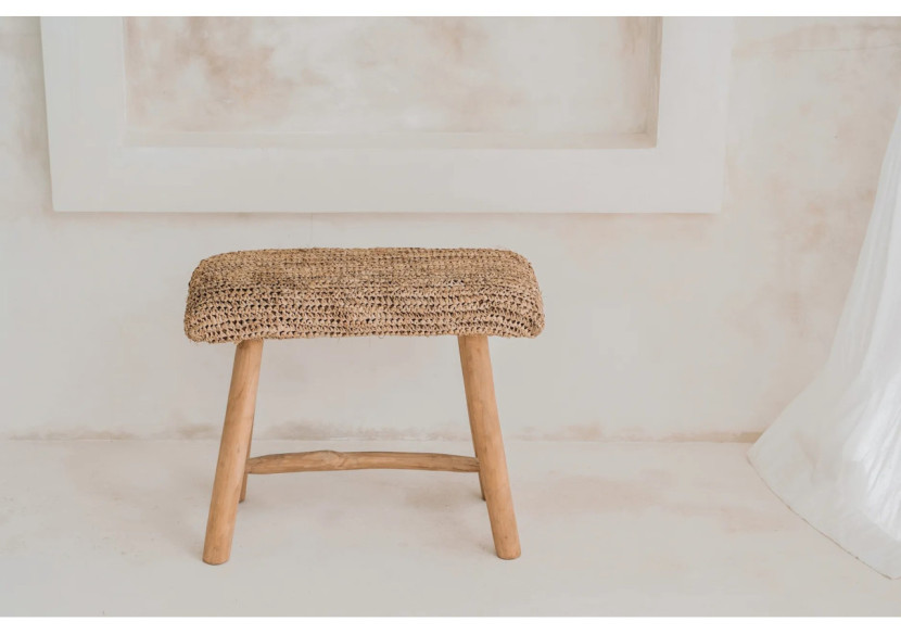 Banc RAFFIA - Naturel - JACA010N-60 - Bazar Bizar