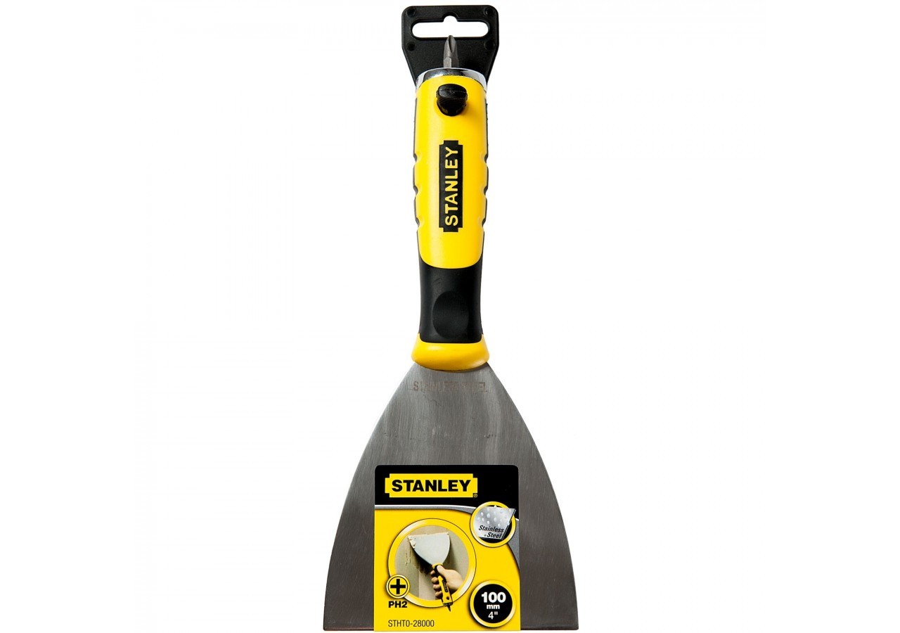 SPATULE DE PLATRIER LAME INOX 100MM AVEC EMBOUT PH2 - STHT0-28000 - Stanley