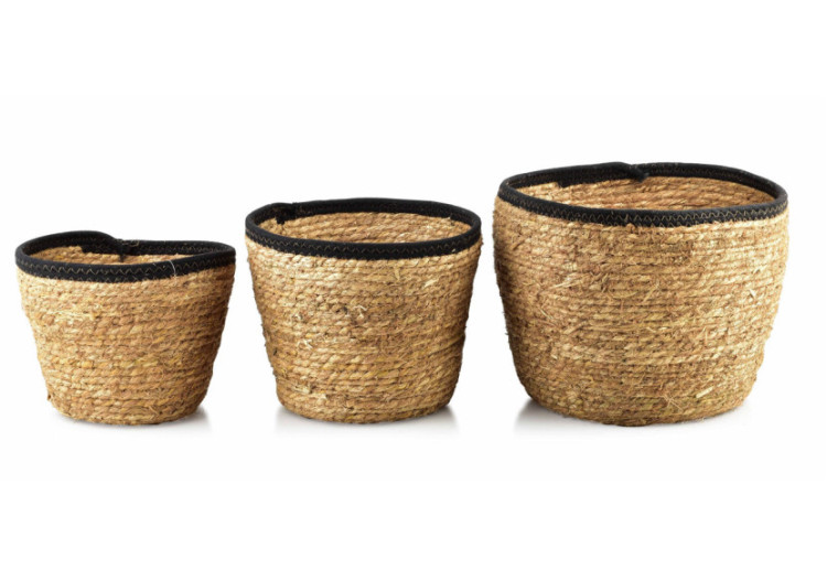 BALI Lot de 3 PANIERS 33x33xH:27/27x27xH:24/25x25xH:21cm