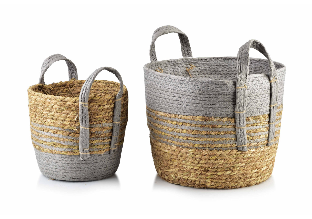 Panier BALI - Set de 2 en Herbe Marine, Style Boho - HIWB2879-PROM - Mondex