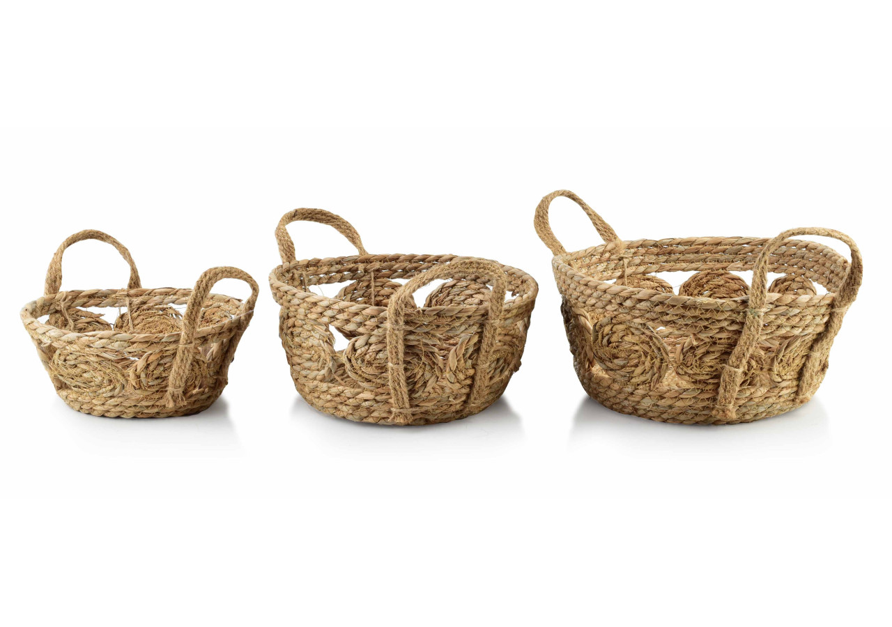 Panier BALI - Ensemble de 3 paniers en osier naturel 30x15 cm, 27x13 cm, 21x9 cm - HIWB2909-PROM - Mondex