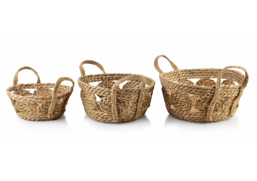 Panier BALI - Ensemble de 3 paniers en osier naturel 30x15 cm, 27x13 cm, 21x9 cm - HIWB2909-PROM - Mondex