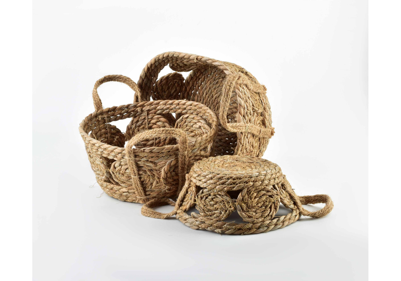 Panier BALI - Ensemble de 3 paniers en osier naturel 30x15 cm, 27x13 cm, 21x9 cm - HIWB2909-PROM - Mondex