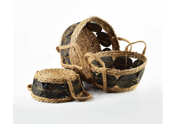 Panier BALI - Ensemble de 3 paniers en osier naturel 30x15 cm, 27x13 cm, 21x9 cm - HIWB2947-PROM - Mondex 2
