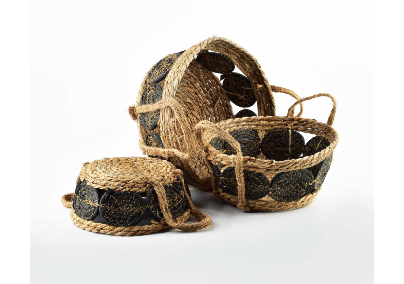 Panier BALI - Ensemble de 3 paniers en osier naturel 30x15 cm, 27x13 cm, 21x9 cm - HIWB2947-PROM - Mondex