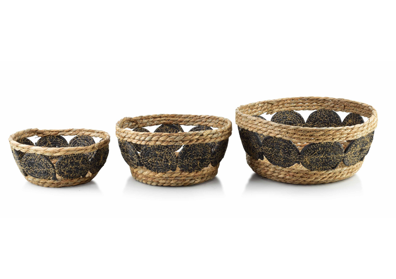 Panier BALI - Ensemble de 3 paniers en osier naturel 30x15 cm, 27x13 cm, 21x9 cm - HIWB2985-PROM - Mondex