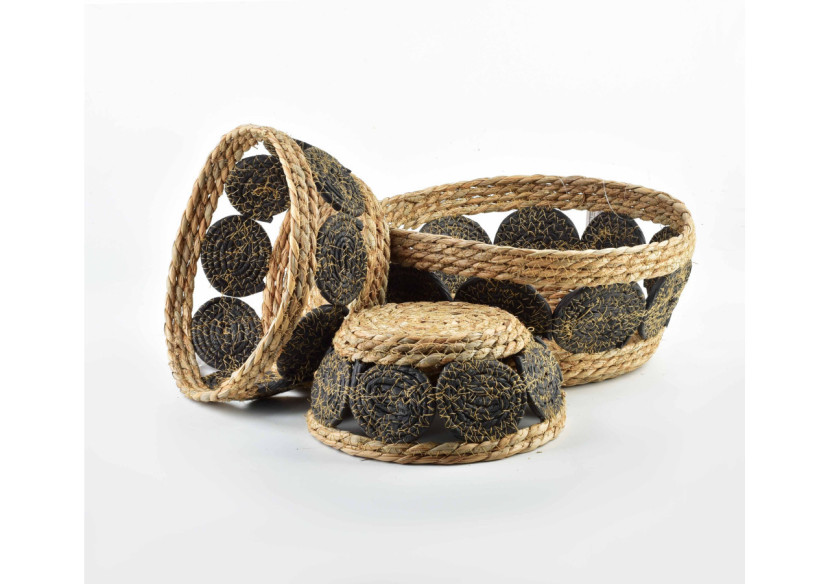 Panier BALI - Ensemble de 3 paniers en osier naturel 30x15 cm, 27x13 cm, 21x9 cm - HIWB2985-PROM - Mondex