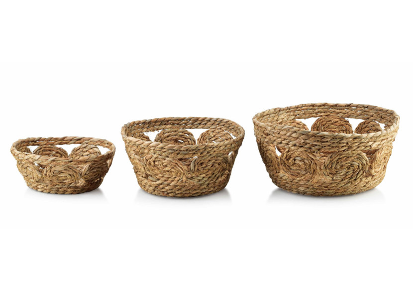 Panier BALI - Ensemble de 3 paniers en osier naturel 30x15 cm, 27x13 cm, 21x9 cm - HIWB3029-PROM - Mondex
