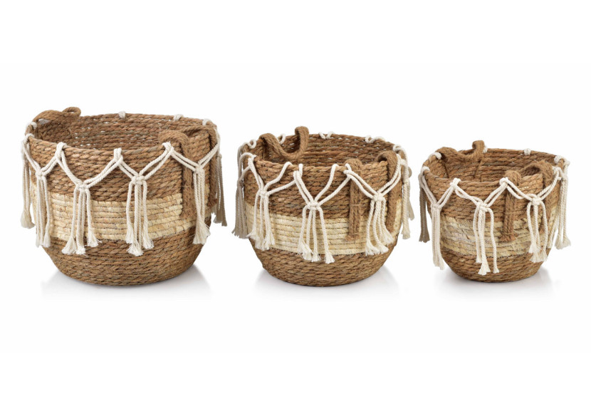 Ensemble de 3 paniers BALI - Tailles L 33x27cm, M 29x24cm, S 24x21cm - HIWB6686-PROM - Mondex