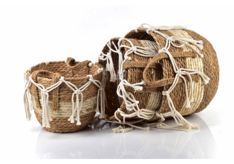 Ensemble de 3 paniers BALI - Tailles L 33x27cm, M 29x24cm, S 24x21cm - HIWB6686-PROM - Mondex 2