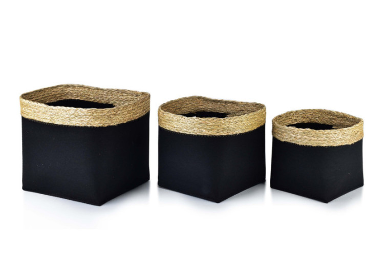 Ensemble de 3 paniers BALI - Tailles L 31x28cm, M 28x23cm, S 23x20cm - HIWB6723-PROM - Mondex