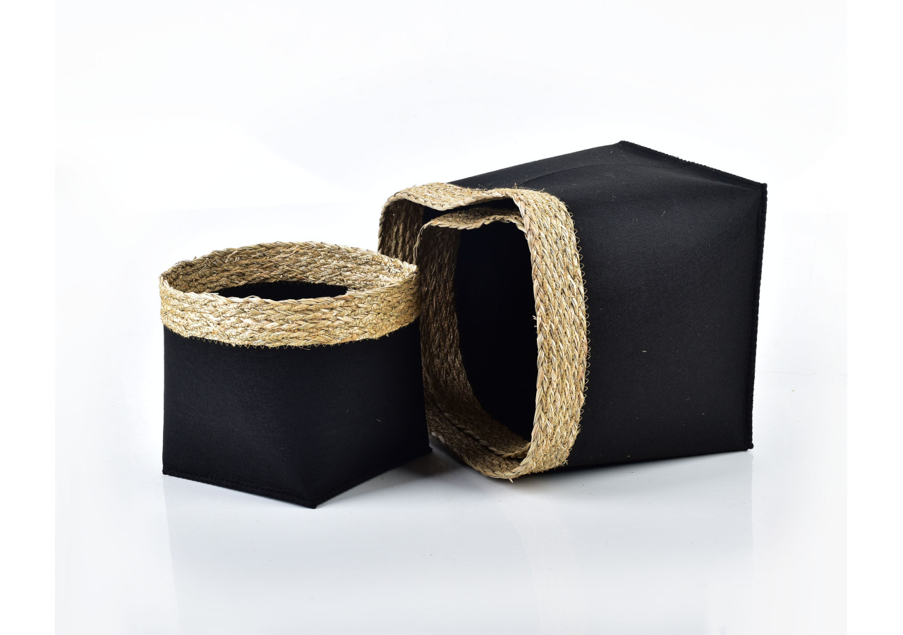 Ensemble de 3 paniers BALI - Tailles L 31x28cm, M 28x23cm, S 23x20cm - HIWB6723-PROM - Mondex