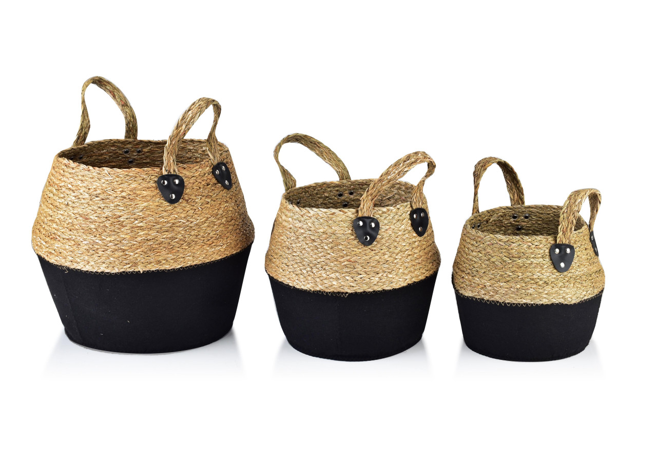 Ensemble de 3 paniers BALI - Tailles L 38x34cm, M 32x28cm, S 26x24cm - HIWB6846-PROM - Mondex