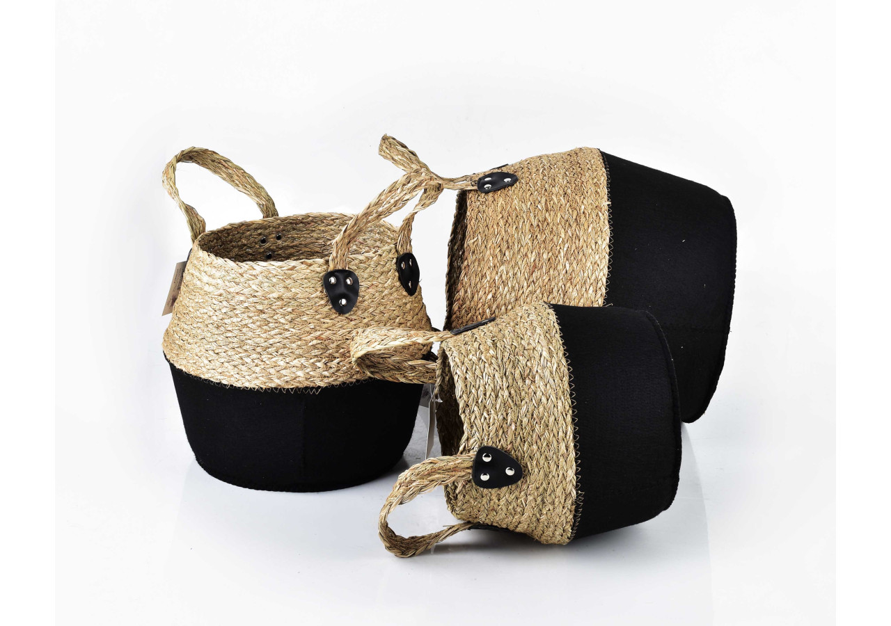 Ensemble de 3 paniers BALI - Tailles L 38x34cm, M 32x28cm, S 26x24cm - HIWB6846-PROM - Mondex