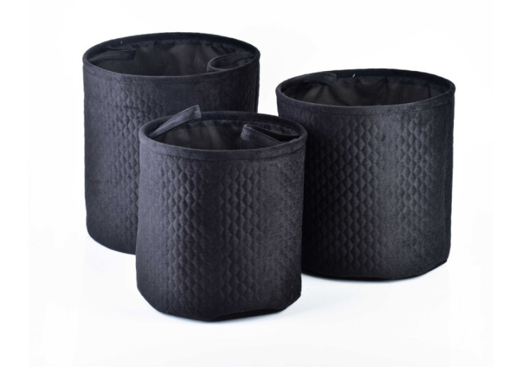 Ensemble de 3 paniers SARA BLACK - Tailles L 38x38cm, M 34x34cm, S 30x30cm - HIWB6921-PROM - Mondex 2