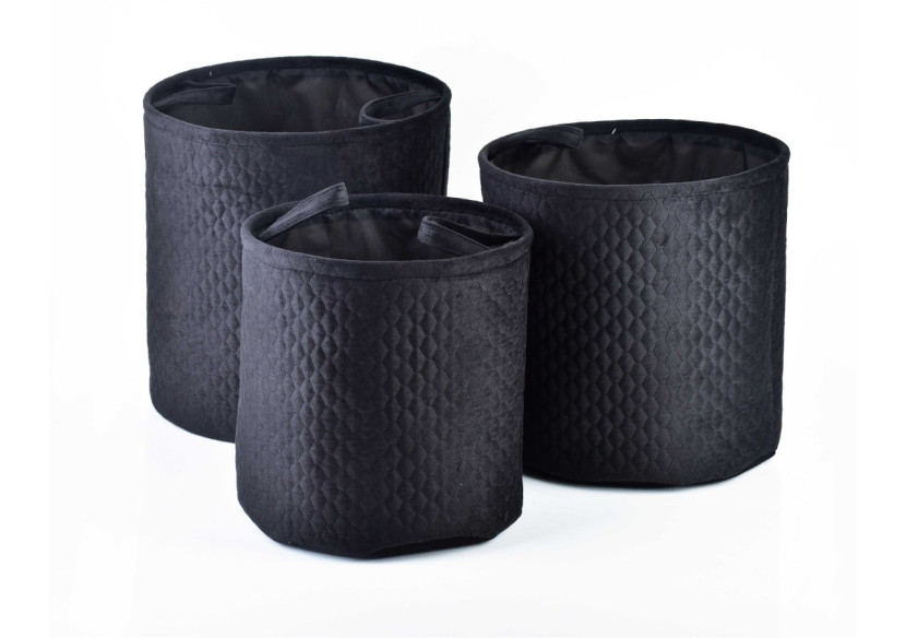 Ensemble de 3 paniers SARA BLACK - Tailles L 38x38cm, M 34x34cm, S 30x30cm - HIWB6921-PROM - Mondex Ensemble de 3 paniers SARA BLACK - Tailles L 38x38cm, M 34x34cm, S 30x30cm - HIWB6921-PROM - Mondex