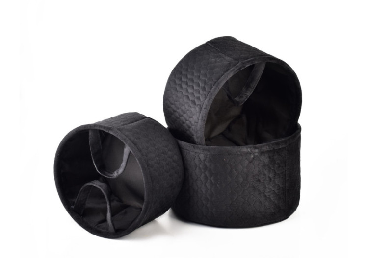 Panier SARA BLACK - Set de 3 paniers en velours ronds - HIWB7003-PROM - Mondex 2