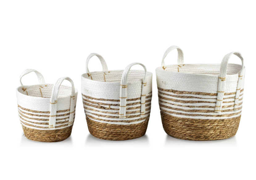 Panier BALI - Ensemble de 3 paniers en herbe marine 33x33xH:26/28x28xH:23/23x23xH:20cm - HIWB9206-PROM - Mondex