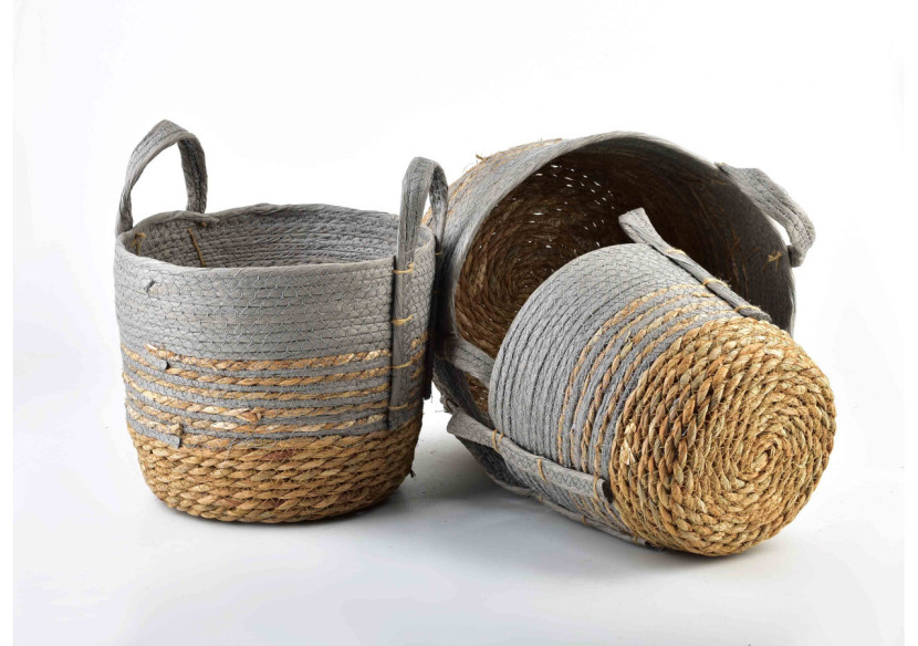 Panier BALI L - Tressé en herbe marine 28x23cm - HIWB9305-PROM - Mondex