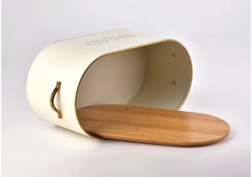 Boîte à pain SANDY BEIGE - Métal 34/37,5 x 8 x 16 cm - HTBC3622-CX - Cookini By Mondex