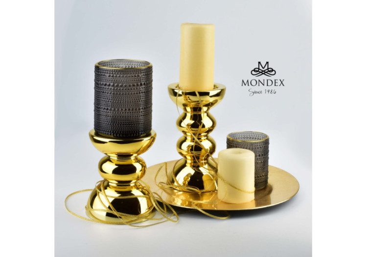 Bougeoir RITA GOLD - Verre doré 12cm x 20,5cm - HTID1148-PROM - Mondex 2