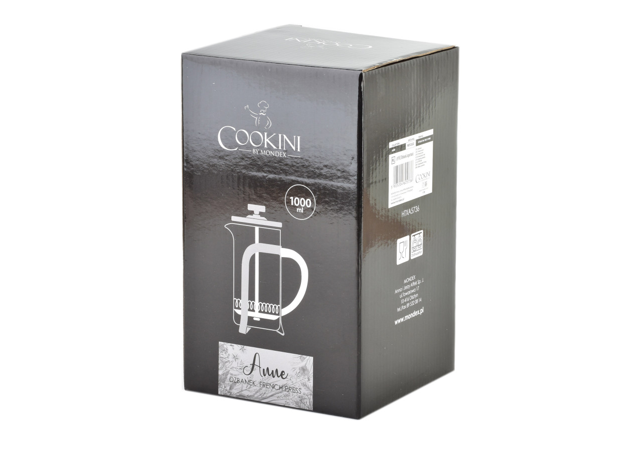 French Press ANNE - 1000ml en acier inoxydable et verre borosilicate - HTXA5736-CX - Cookini By Mondex