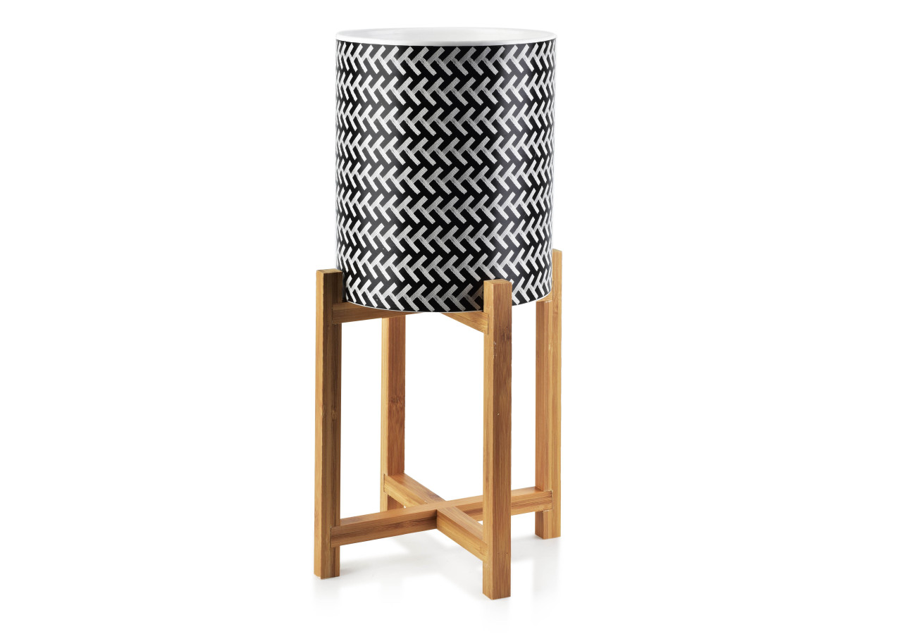 Vase AVA BLACK - Céramique sur pied en bois 20 x 23 cm - HTYE3937-PROM - Mondex